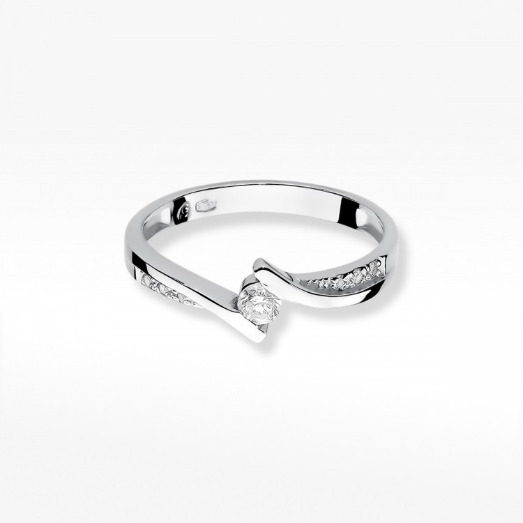 Pierścionek z białego złota z diamentami  - próba 585 0,16CT W-177B