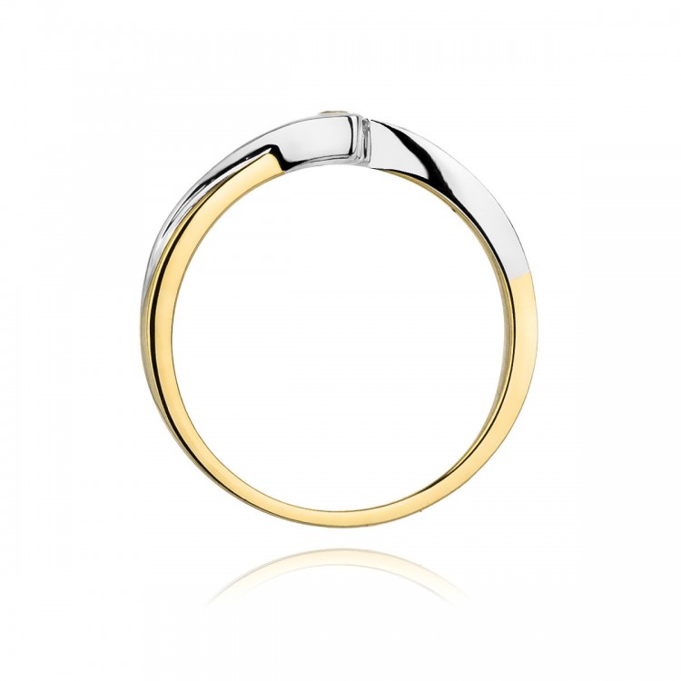 Pierścionek z żółtego złota z diamentem - próba 585 0,10CT W-180A