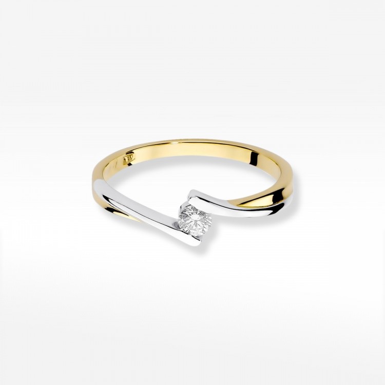 Pierścionek z żółtego złota z diamentem - próba 585 0,10CT W-180A