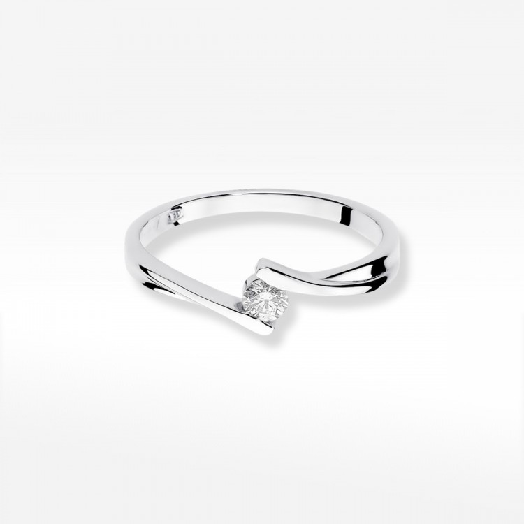 Pierścionek z białego złota z diamentem - próba 585 0,10CT W-180B