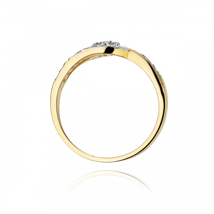 Pierścionek z żółtego złota z diamentem - próba 585 0,17CT W-184A