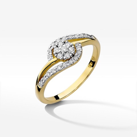 Pierścionek z żółtego złota z diamentem - próba 585 0,17CT W-184A