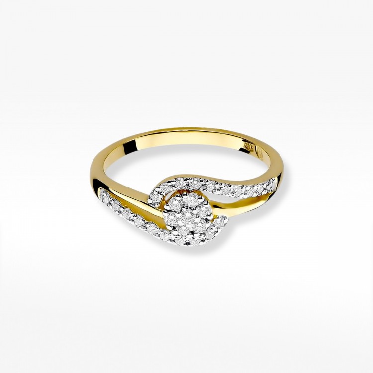 Pierścionek z żółtego złota z diamentem - próba 585 0,17CT W-184A