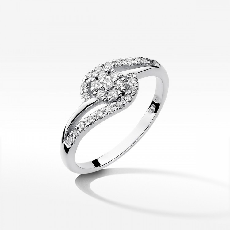 Pierścionek z białego złota z diamentem - próba 585 0,17CT W-184B