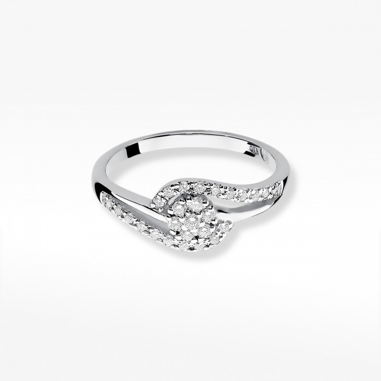 Pierścionek z białego złota z diamentem - próba 585 0,17CT W-184B