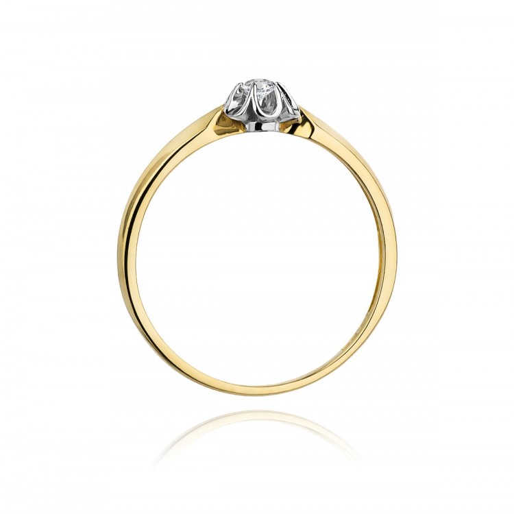 Pierścionek z żółtego złota z diamentem - próba 585 0,04CT W-187A