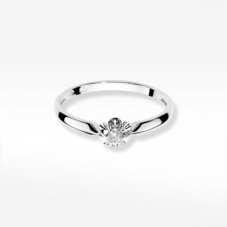 Pierścionek z białego złota z diamentem - próba 585 0,04CT W-187B