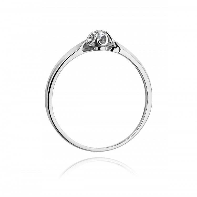 Pierścionek z białego złota z diamentem - próba 585 0,04CT W-187B