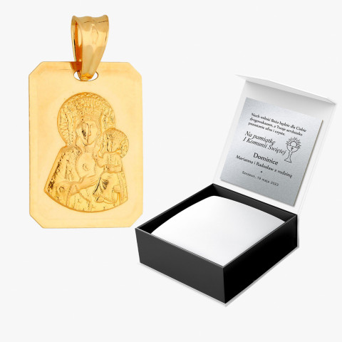Zawieszka ze złota medalik z matką boską