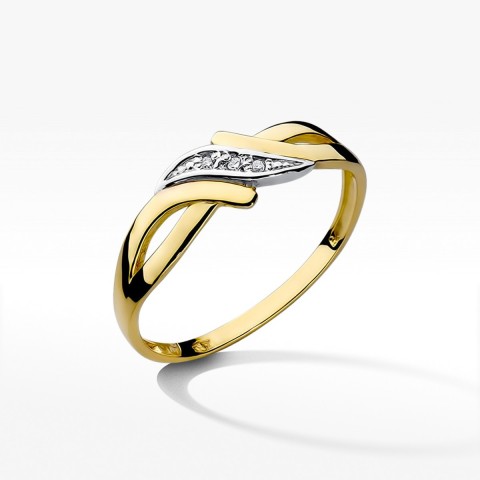 Pierścionek z żółtego złota z diamentami  - próba 585 0,02CT W-192A