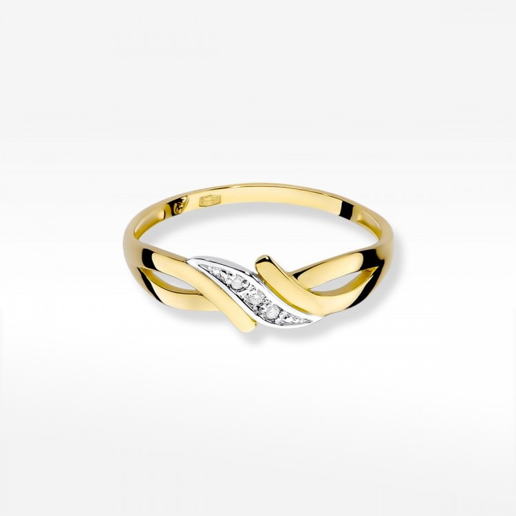 Pierścionek z żółtego złota z diamentami  - próba 585 0,02CT W-192A