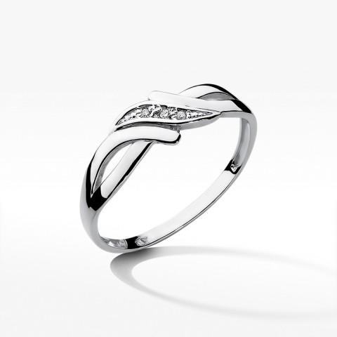 Pierścionek z białego złota z diamentami  - próba 585 0,02CT W-192B