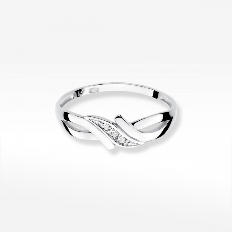 Pierścionek z białego złota z diamentami  - próba 585 0,02CT W-192B