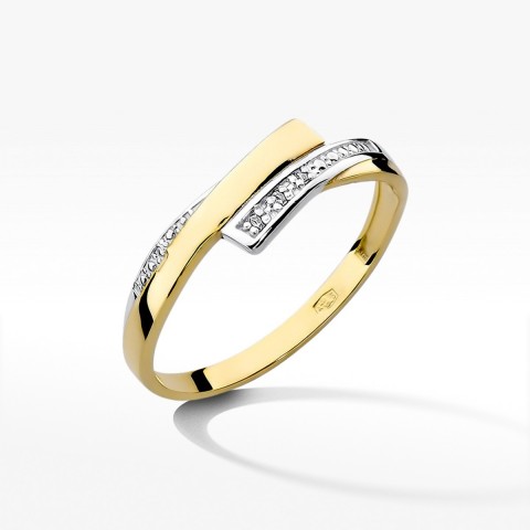 Pierścionek z żółtego złota z diamentami  - próba 585 0,02CT W-196A