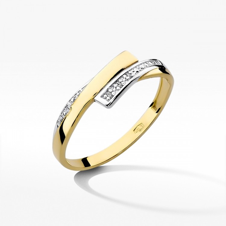 Pierścionek z żółtego złota z diamentami  - próba 585 0,02CT W-196A
