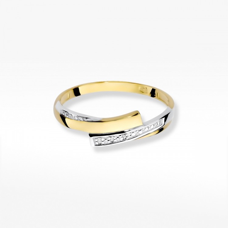 Pierścionek z żółtego złota z diamentami  - próba 585 0,02CT W-196A