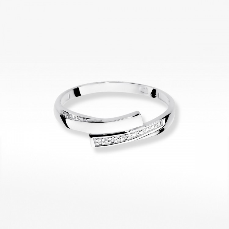 Pierścionek z białego złota z diamentami  - próba 585 0,02CT W-196B