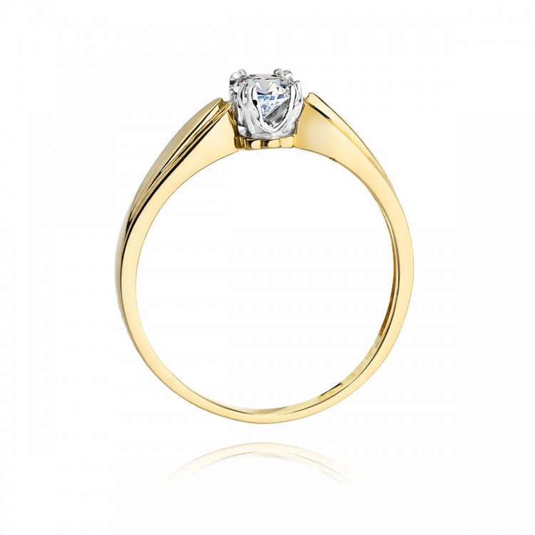 Pierścionek z żółtego złota z diamentem - próba 585 0,24CT W-197A