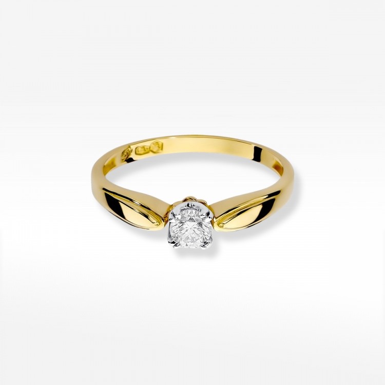 Pierścionek z żółtego złota z diamentem - próba 585 0,24CT W-197A