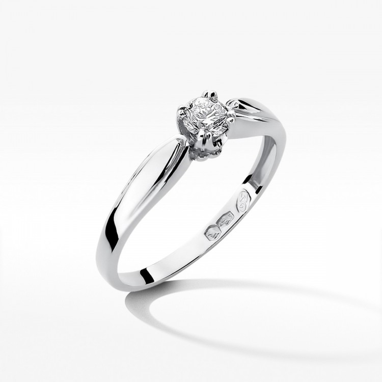 Pierścionek z białego złota z diamentem - próba 585 0,24CT W-197B
