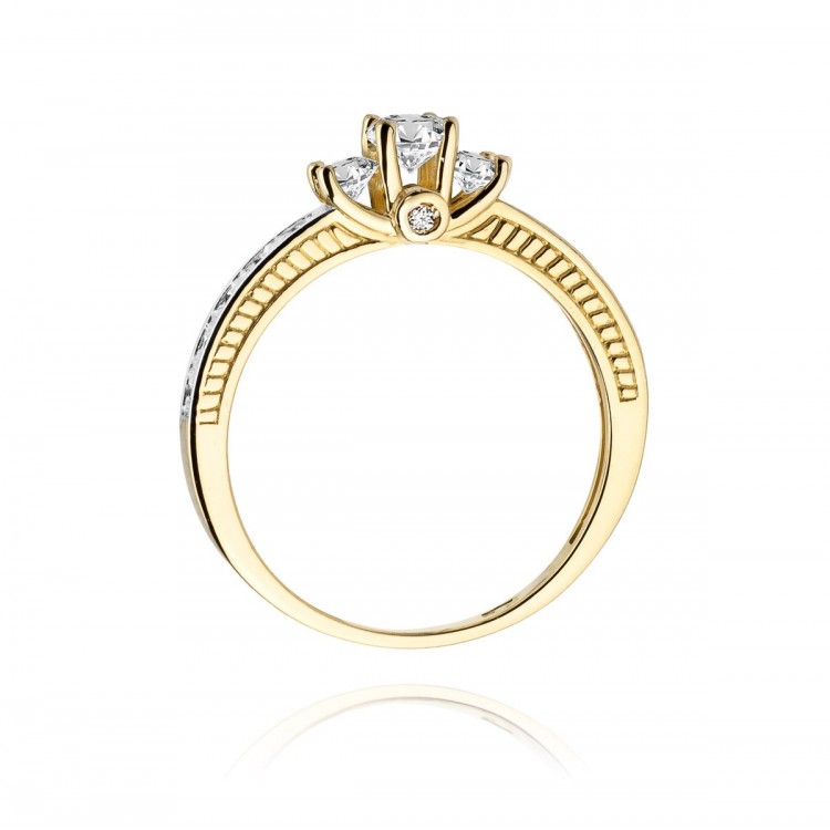 Pierścionek z żółtego złota z diamentami  - próba 585 0,42CT W-199A