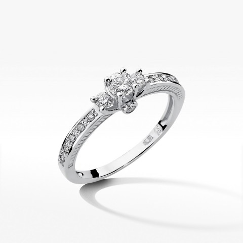 Pierścionek z białego złota z diamentami  - próba 585 0,42CT W-199B