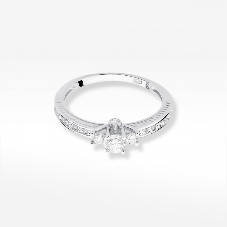 Pierścionek z białego złota z diamentami  - próba 585 0,42CT W-199B