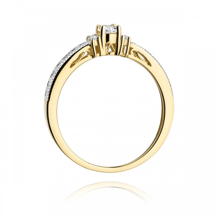 Pierścionek z żółtego złota z diamentami  - próba 585 0,23CT W-201A