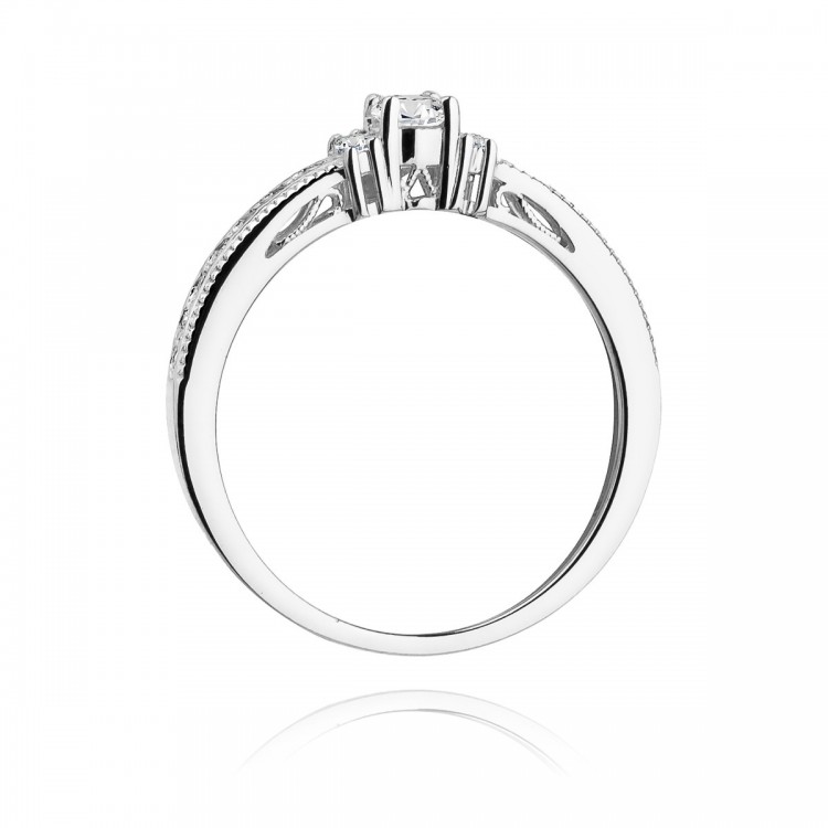 Pierścionek z białego złota z diamentami  - próba 585 0,23CT W-201B