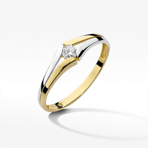 Pierścionek z żółtego złota z diamentem - próba 585 0,10CT W-207A