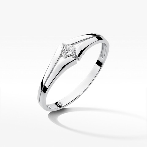Pierścionek z białego złota z diamentem - próba 585 0,10CT W-207B