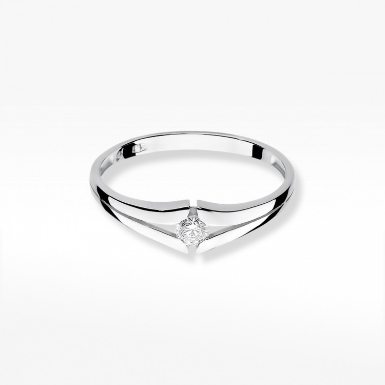 Pierścionek z białego złota z diamentem - próba 585 0,10CT W-207B