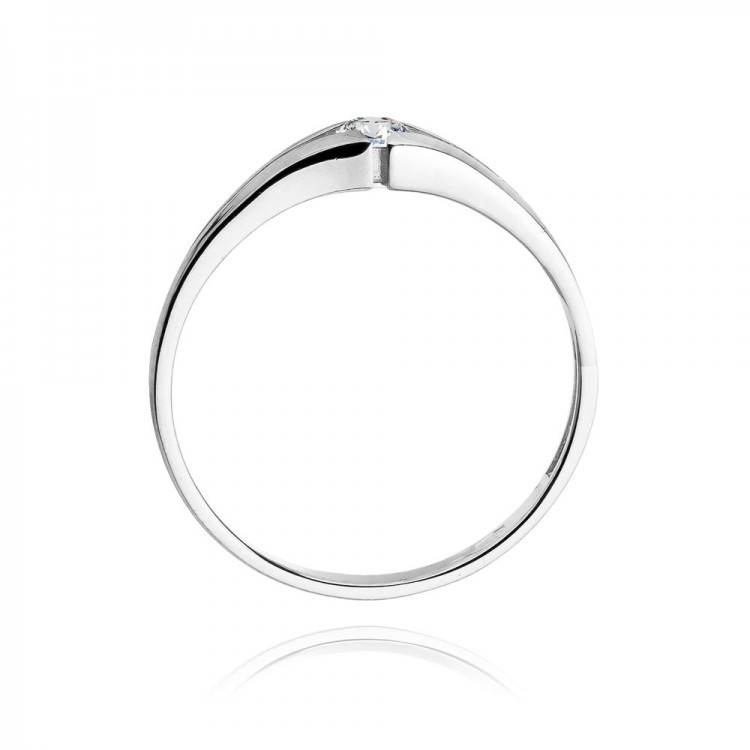 Pierścionek z białego złota z diamentem - próba 585 0,10CT W-207B
