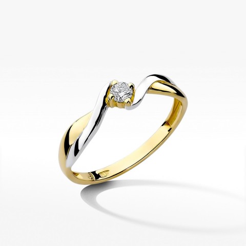 Pierścionek z żółtego złota z diamentem - próba 585 0,10CT W-208A