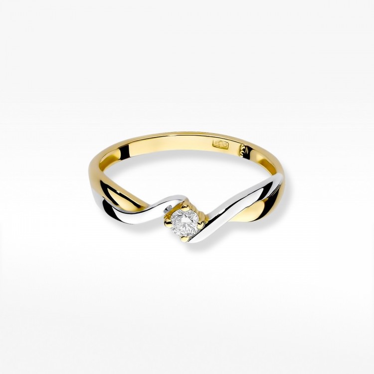 Pierścionek z żółtego złota z diamentem - próba 585 0,10CT W-208A