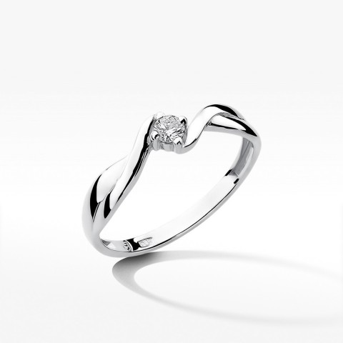 Pierścionek z białego złota z diamentem - próba 585 0,10CT W-208B