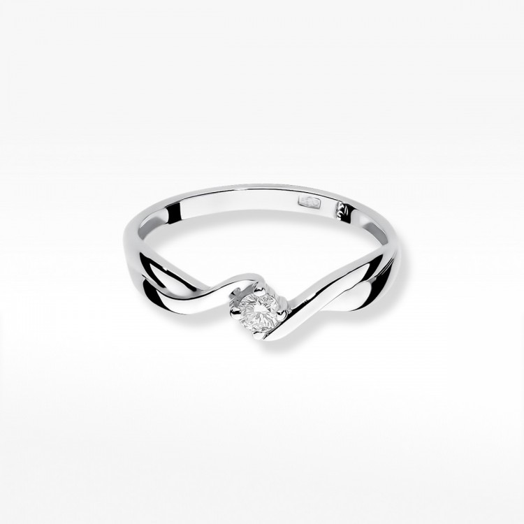 Pierścionek z białego złota z diamentem - próba 585 0,10CT W-208B