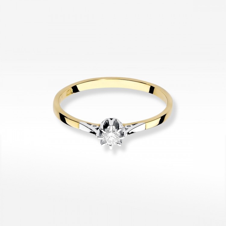 Pierścionek z żółtego złota z diamentem - próba 585 0,10CT W-209A
