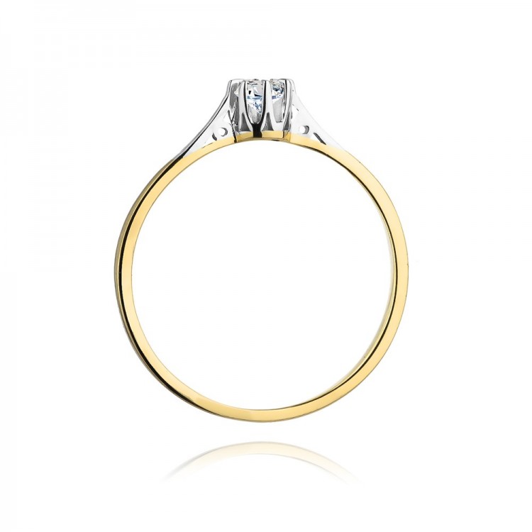 Pierścionek z żółtego złota z diamentem - próba 585 0,10CT W-209A