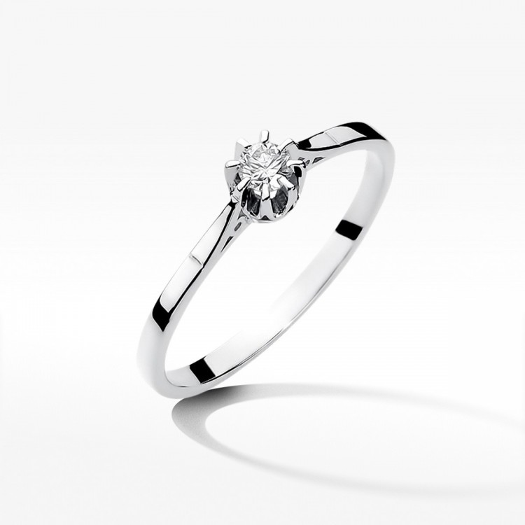Pierścionek z białego złota z diamentem - próba 585 0,10CT W-209B