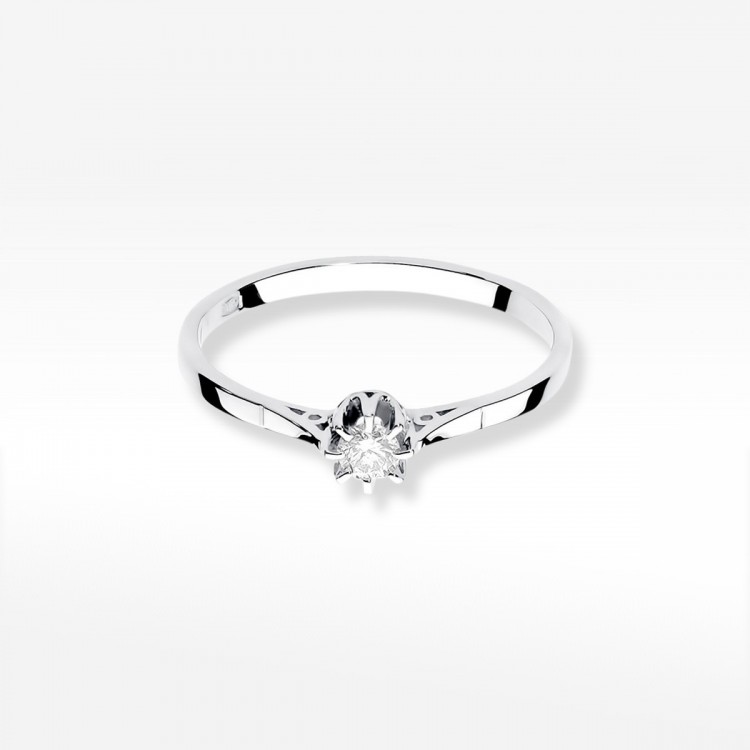 Pierścionek z białego złota z diamentem - próba 585 0,10CT W-209B