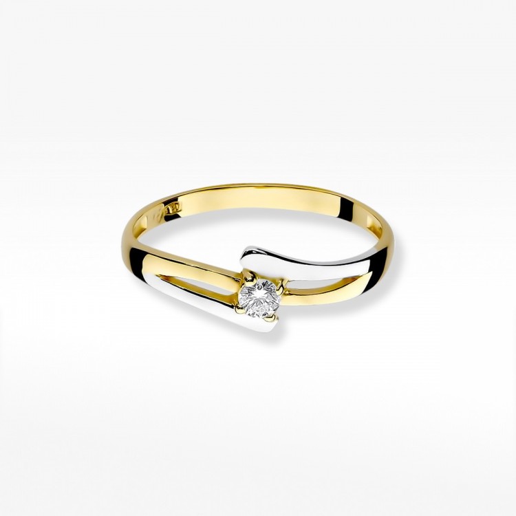 Pierścionek z żółtego złota z diamentem - próba 585 0,08CT W-210A 0.10ct