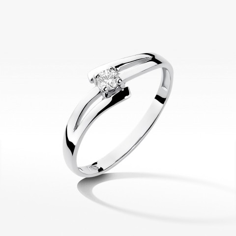 Pierścionek z białego złota z diamentem - próba 585 0,10CT W-210B 0.10ct