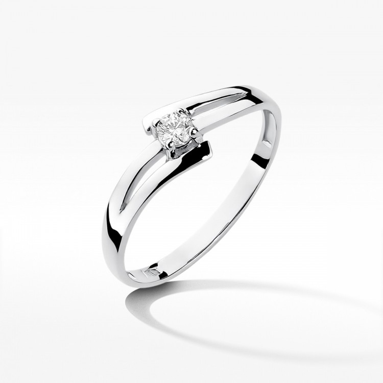 Pierścionek z białego złota z diamentem - próba 585 0,10CT W-210B 0.10ct