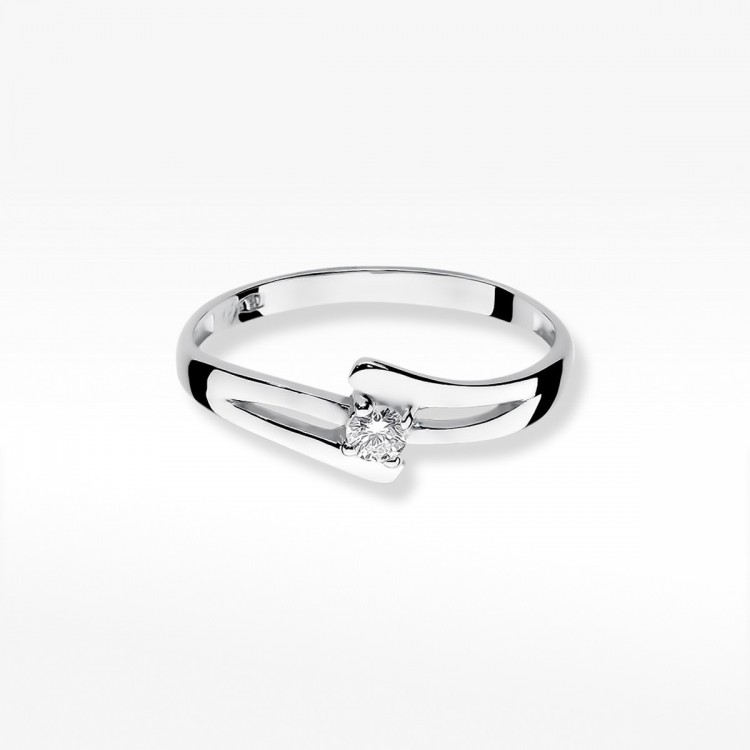 Pierścionek z białego złota z diamentem - próba 585 0,10CT W-210B 0.10ct