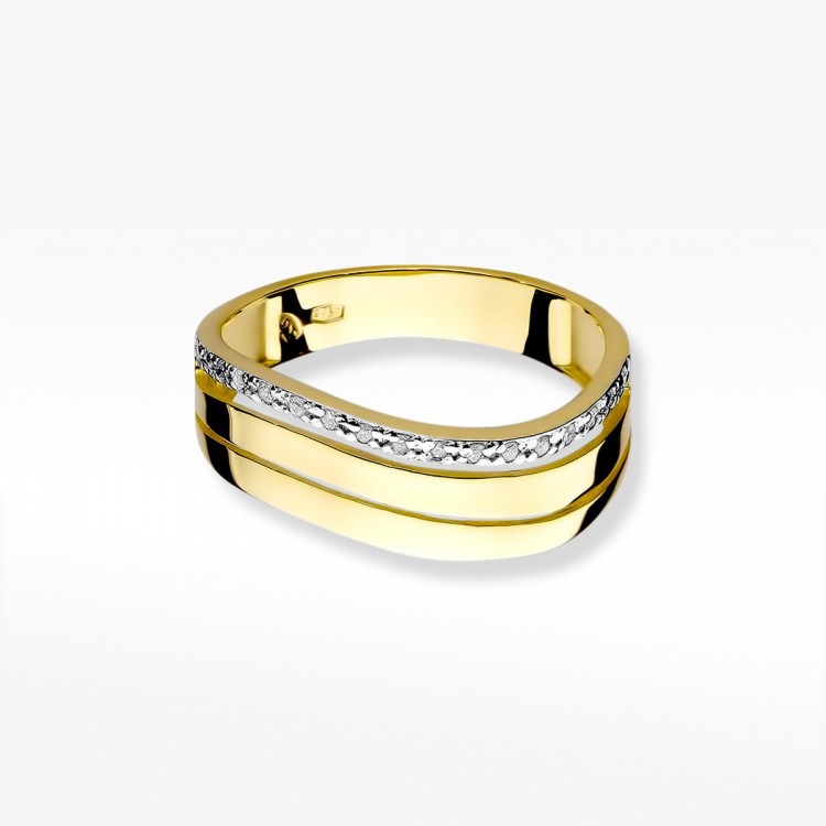 Pierścionek z żółtego złota z diamentami  - próba 585 0,09CT W-214A