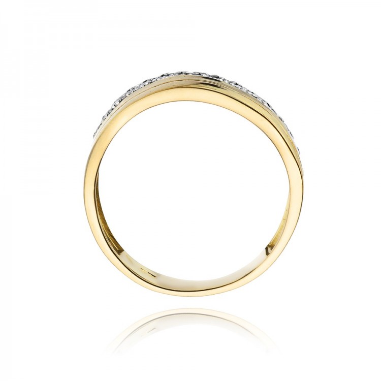 Pierścionek z żółtego złota z diamentami  - próba 585 0,09CT W-214A