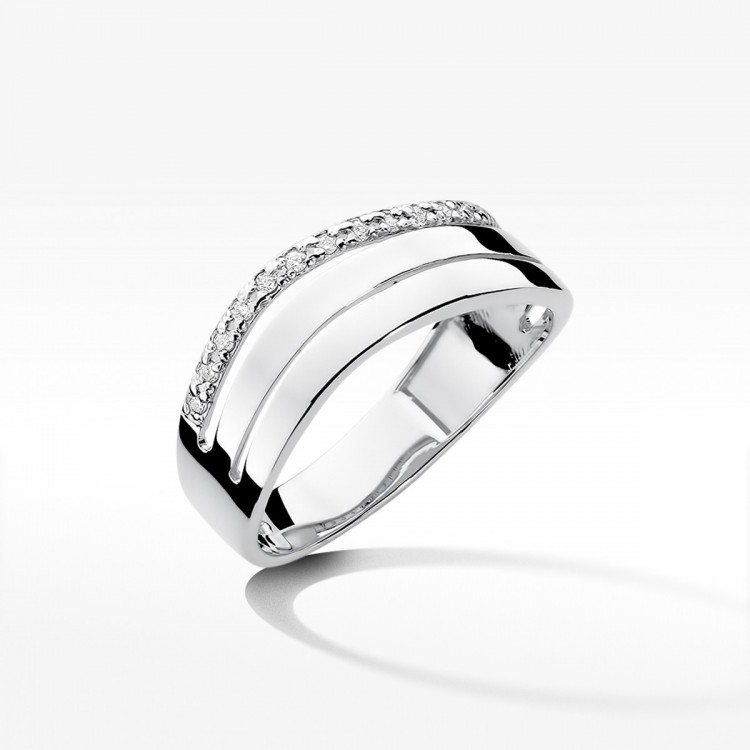 Pierścionek z białego złota z diamentami  - próba 585 0,09CT W-214B