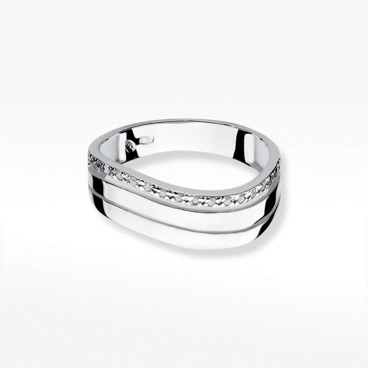 Pierścionek z białego złota z diamentami  - próba 585 0,09CT W-214B