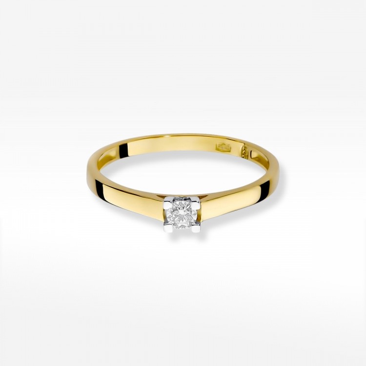 Pierścionek z żółtego złota z diamentem laboratoryjnym - próba 585 0,10CT W-221A 0.10ct